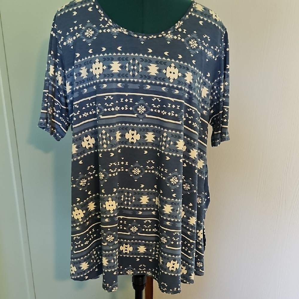 Lularoe Blue Patterned Women's Top